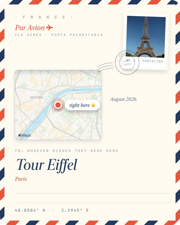 Eiffel Tower airmail envelope card