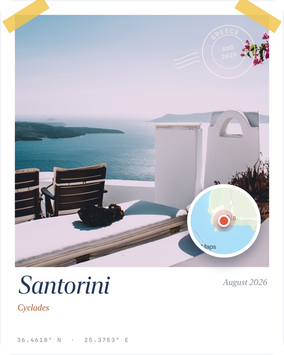 Santorini instant print card